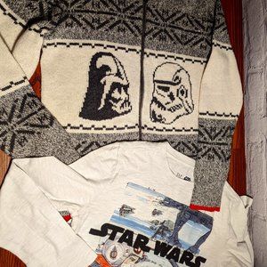 GAP Kids Bundle: STAR WARS Cardigan Sweater & Shirt, Boys Size 10, knit